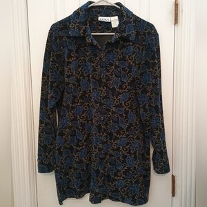 ERIKA Collection Navy and Tan Floral Shirt Jacket Small